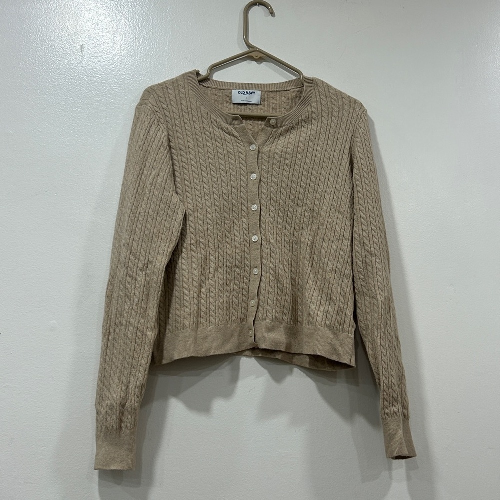 Old Navy Beige Cable Knit Cardigan